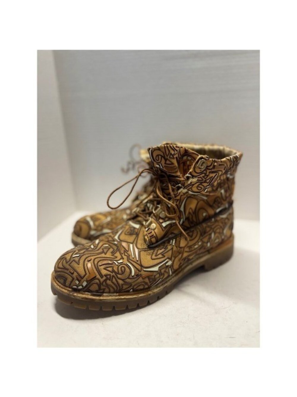Timberland Rare 6 Inch Premium Graffiti Laser Etched Camo Boots Mens 11.5 77578